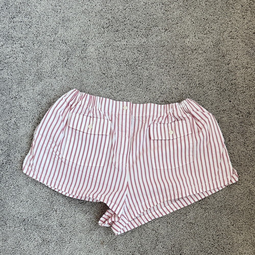 J. Crew Red and White Striped Women's Cargo Shorts